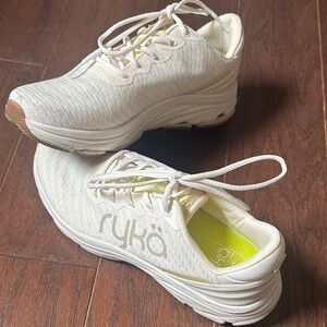Ryka White Sneakers with Lime Insole
